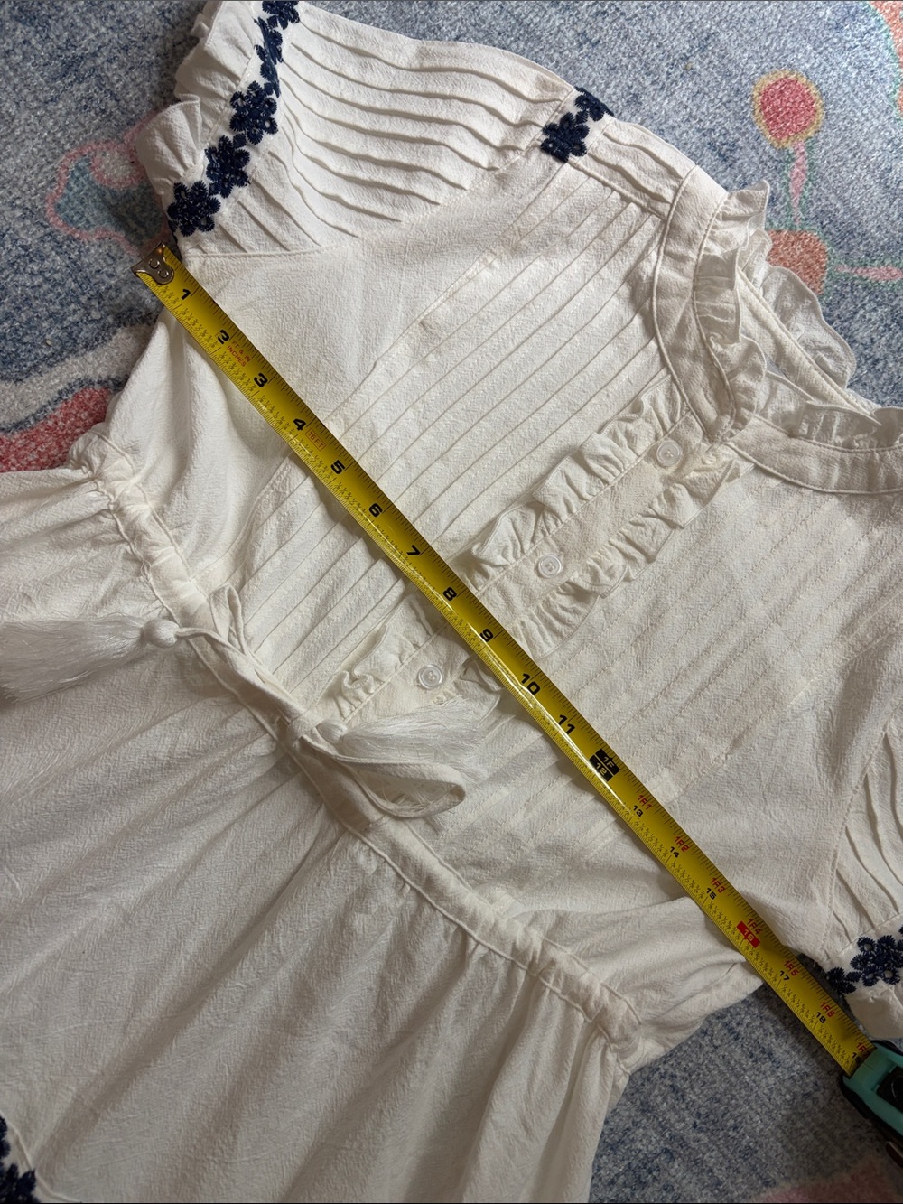 Ivy City Co Santorini tiered dress, 100%, cotton, embroidered flower details. - Picture 11 of 13